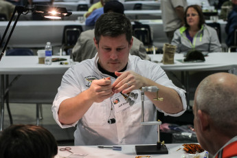 Jeff Dickey demonstrating Atlantic Salmon Flies.
